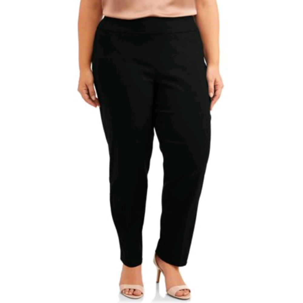 NWT Terra & Sky Black Tummy Control Dress Pants Size 4X Petite